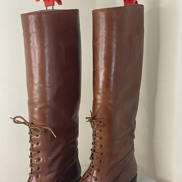 VTG Delman Tall Riding Boots Brown Italian All Leather Equestrian Horse Riding 8 - Picture 12 of 15